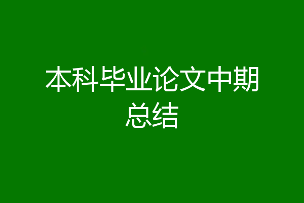 本科毕业论文中期总结