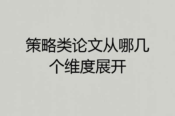 策略类论文从哪几个维度展开
