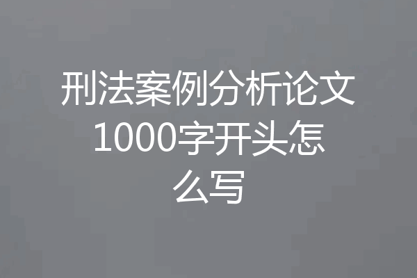 刑法案例分析论文1000字开头怎么写