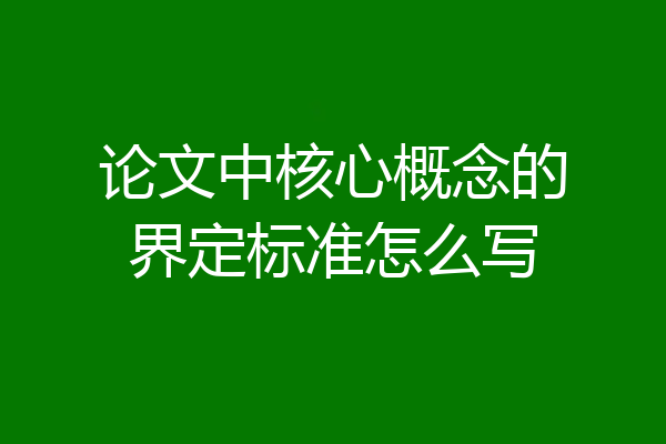 论文中核心概念的界定标准怎么写
