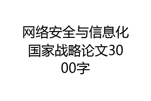 网络安全与信息化国家战略论文3000字