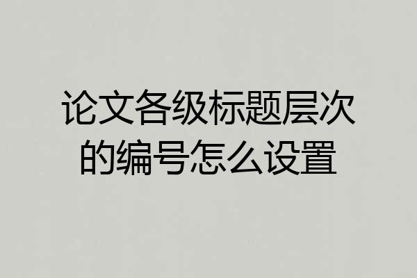 论文各级标题层次的编号怎么设置