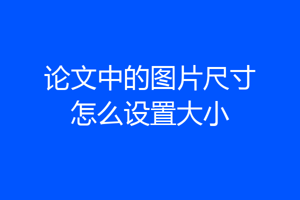 论文中的图片尺寸怎么设置大小