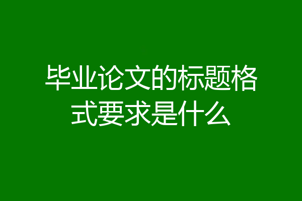 毕业论文的标题格式要求是什么