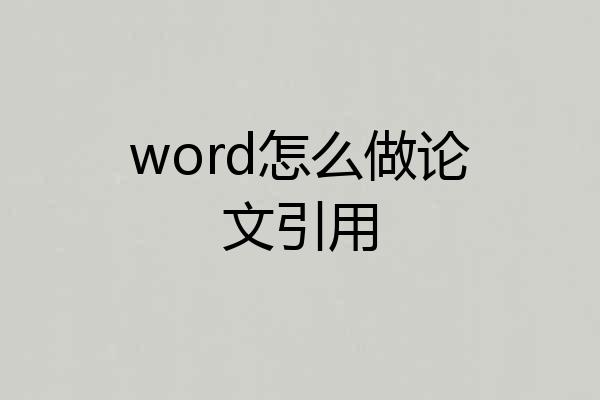 word怎么做论文引用
