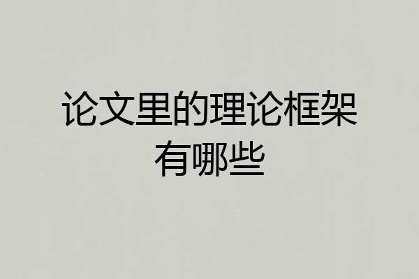 论文里的理论框架有哪些
