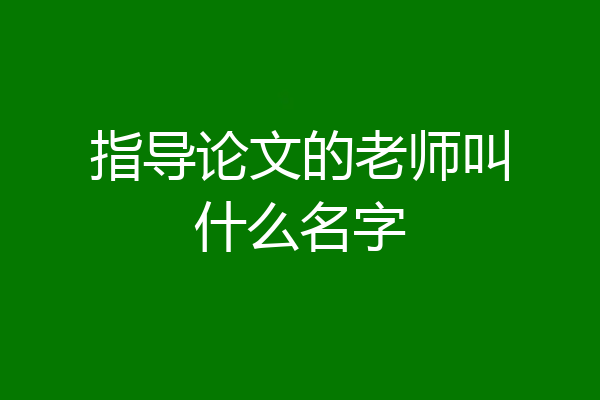 指导论文的老师叫什么名字