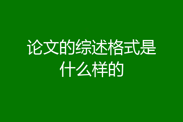 论文的综述格式是什么样的