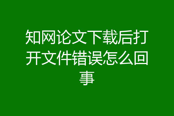 知网论文下载后打开文件错误怎么回事