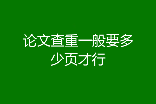 论文查重一般要多少页才行