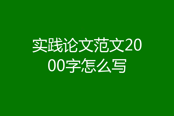 实践论文范文2000字怎么写