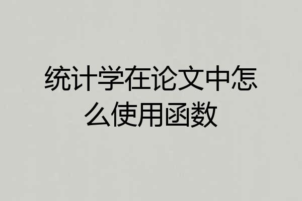 统计学在论文中怎么使用函数