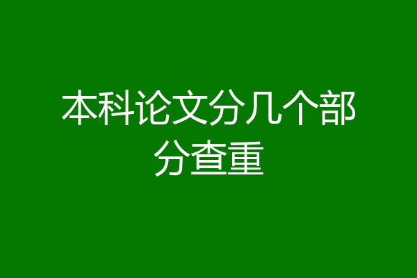 本科论文分几个部分查重