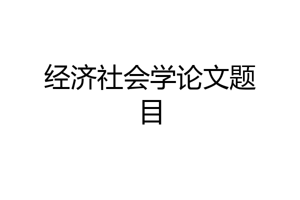经济社会学论文题目