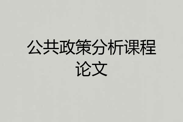 公共政策分析课程论文