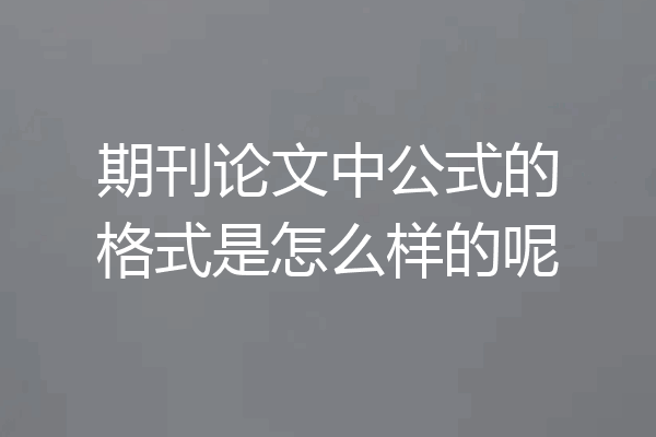 期刊论文中公式的格式是怎么样的呢