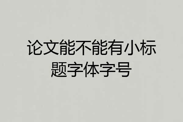 论文能不能有小标题字体字号