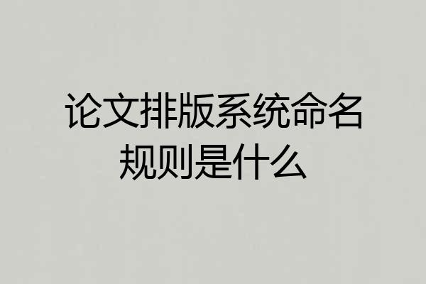 论文排版系统命名规则是什么