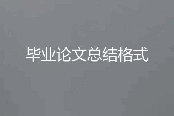 毕业论文总结格式