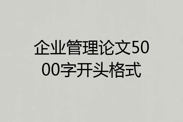 企业管理论文5000字开头格式