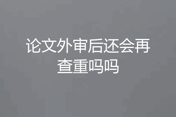论文外审后还会再查重吗吗