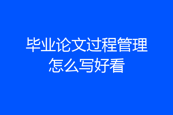 毕业论文过程管理怎么写好看