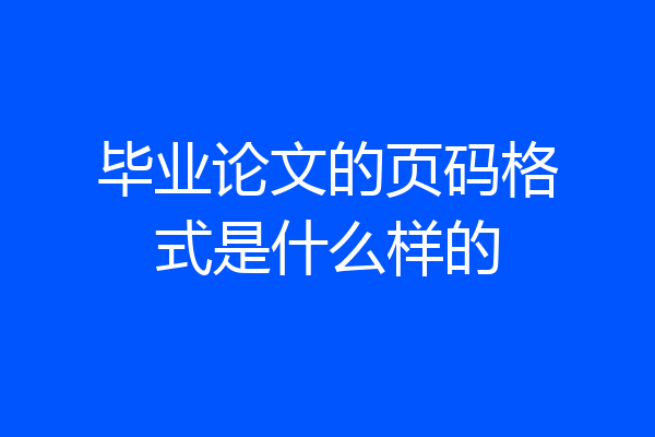 毕业论文的页码格式是什么样的