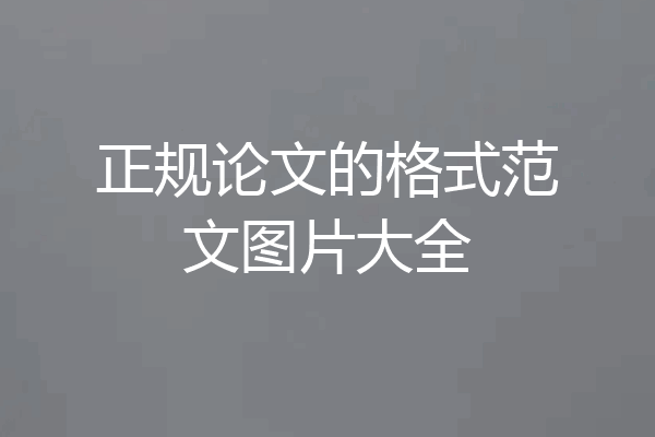正规论文的格式范文图片大全