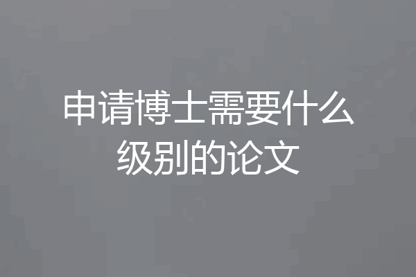 申请博士需要什么级别的论文