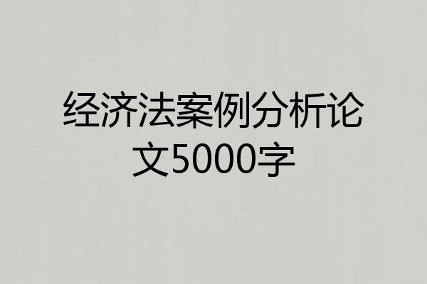 经济法案例分析论文5000字