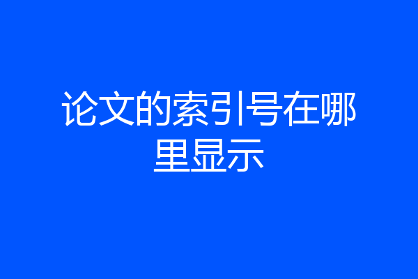 论文的索引号在哪里显示