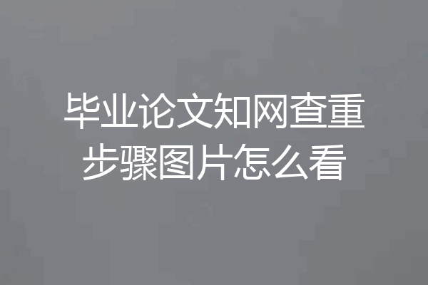 毕业论文知网查重步骤图片怎么看