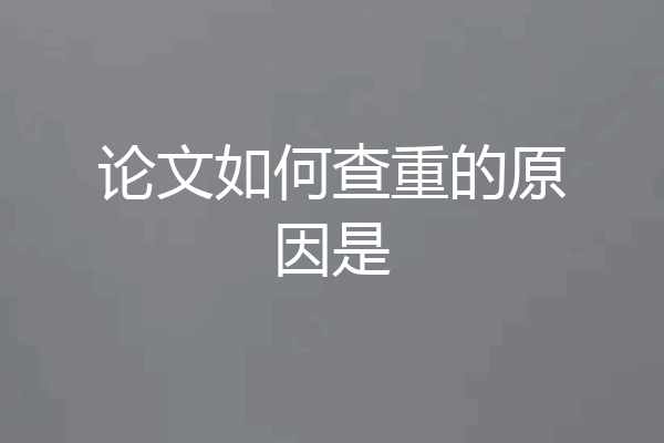 论文如何查重的原因是