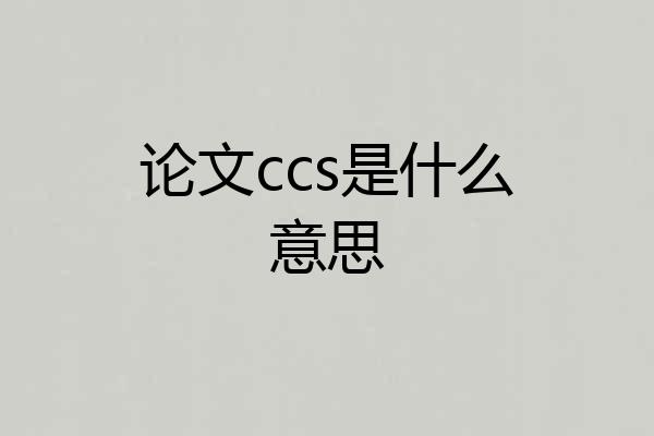 论文ccs是什么意思