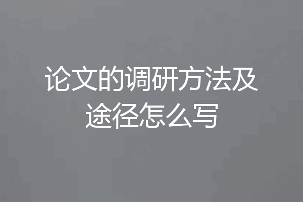 论文的调研方法及途径怎么写