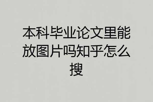 本科毕业论文里能放图片吗知乎怎么搜
