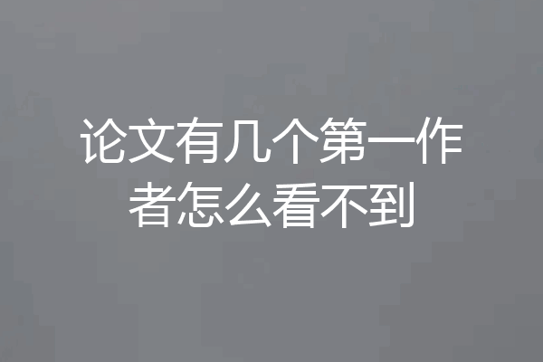 论文有几个第一作者怎么看不到