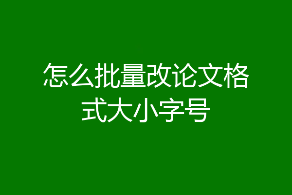 怎么批量改论文格式大小字号