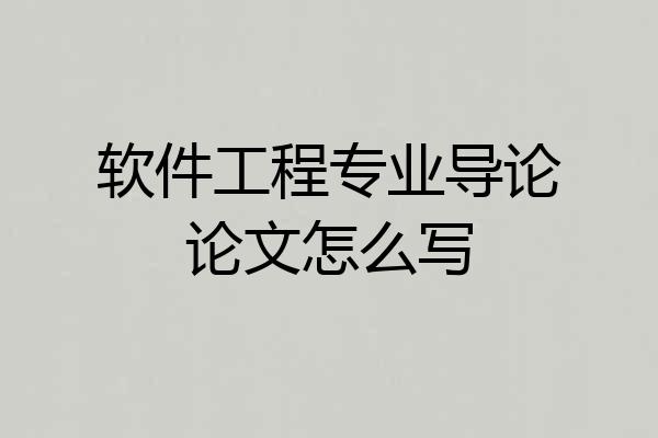 软件工程专业导论论文怎么写