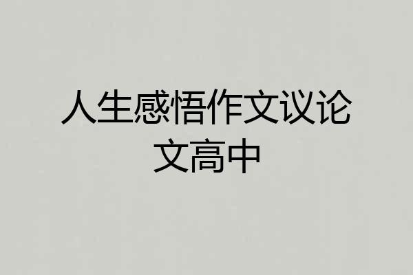 人生感悟作文议论文高中