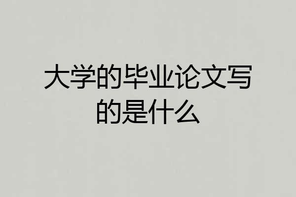 大学的毕业论文写的是什么