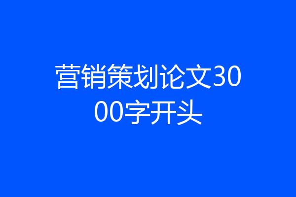 营销策划论文3000字开头