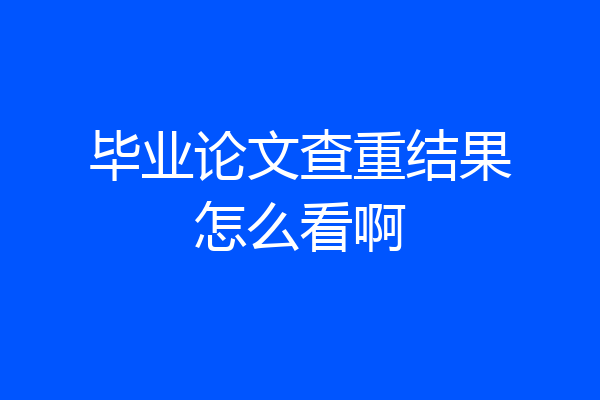 毕业论文查重结果怎么看啊