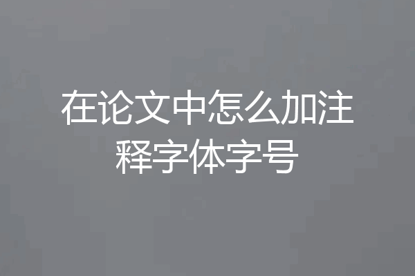 在论文中怎么加注释字体字号
