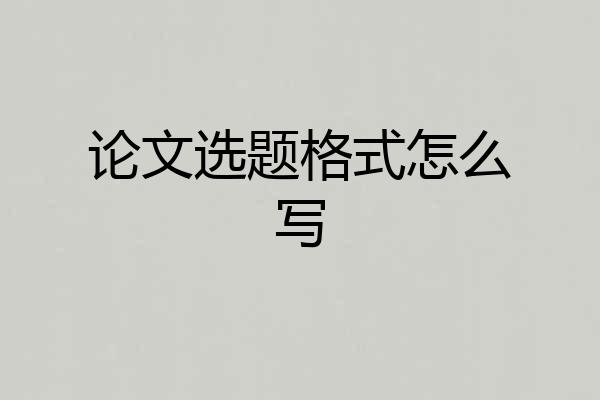 论文选题格式怎么写