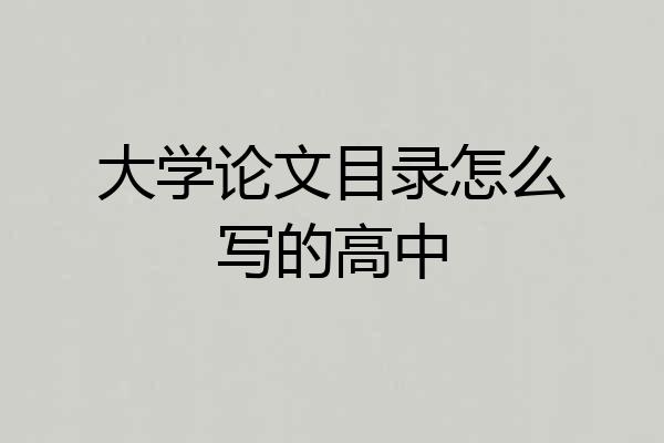大学论文目录怎么写的高中