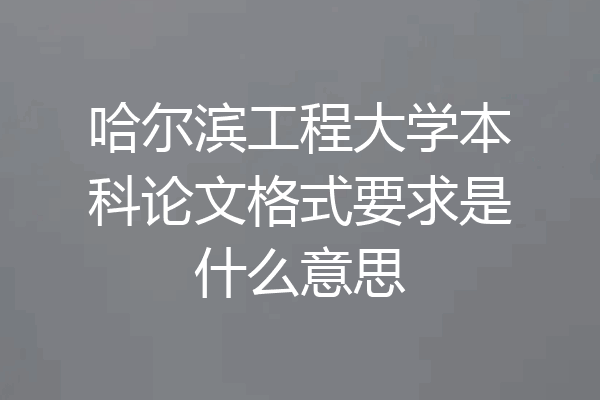 哈尔滨工程大学本科论文格式要求是什么意思