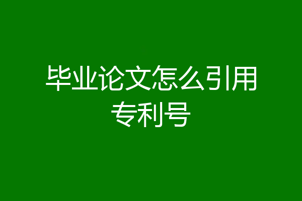 毕业论文怎么引用专利号