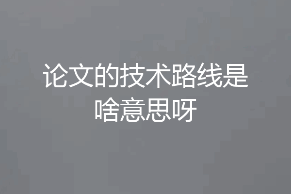 论文的技术路线是啥意思呀