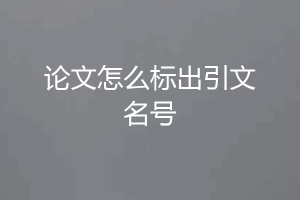 论文怎么标出引文名号